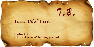 Tuss Bálint névjegykártya